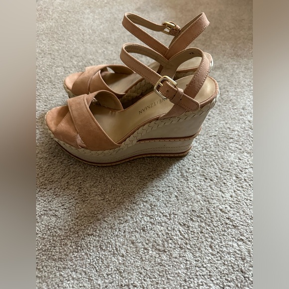 Stuart Weitzman Peach Suede Wedge Espadrilles with Strapes size 6.5M - Picture 5 of 6